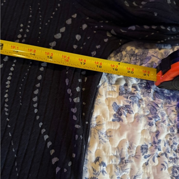 Democracy Blue and White Patterned Turtleneck Sweater - Picture 4 of 5